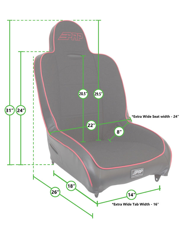 PRP Premier High Back Suspension Seats Kit for Jeep Wrangler JK/JKU (Pair) - Black