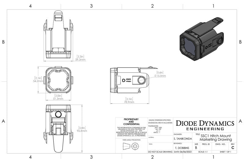 Diode Dynamics 23-24 Chevrolet Colorado Hitch Mount LED Pod Reverse Kit C1R