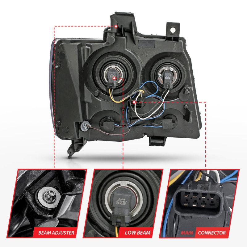 ANZO 2007-2014 Chevrolet Tahoe/Suburban Crystal Headlights Black - Order Your Parts - اطلب قطعك