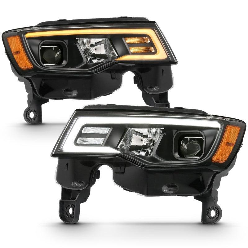 ANZO 2017-2018 Jeep Grand Cherokee Projector Headlights w/ Plank Style Switchback - Black w/ Amber - Order Your Parts - اطلب قطعك