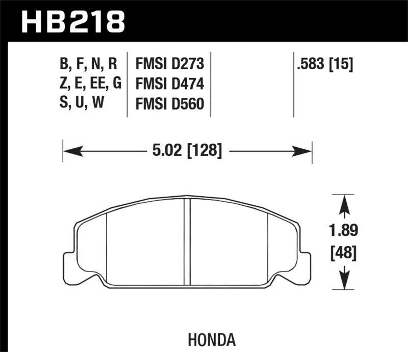 Hawk 88-89 Civic Si / 92-00 Civic CX / 88-00 DX / 98-00 GX HPS Street Front Brake Pads - Order Your Parts - اطلب قطعك