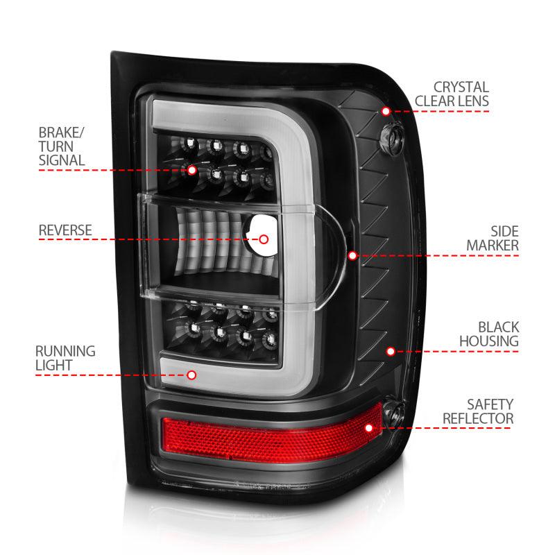 ANZO 2001-2011 Ford Ranger LED Tail Lights w/ Light Bar Black Housing Clear Lens - Order Your Parts - اطلب قطعك
