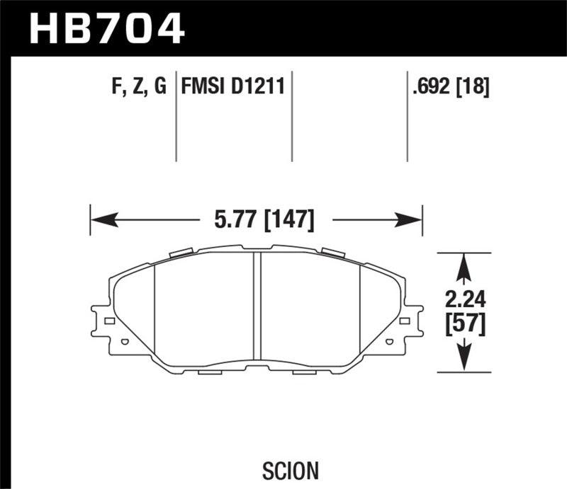 Hawk 09-10 Pontiac Vibe 2.4L / 11-12 Scion tC HPS Front Street Brake Pads - Order Your Parts - اطلب قطعك