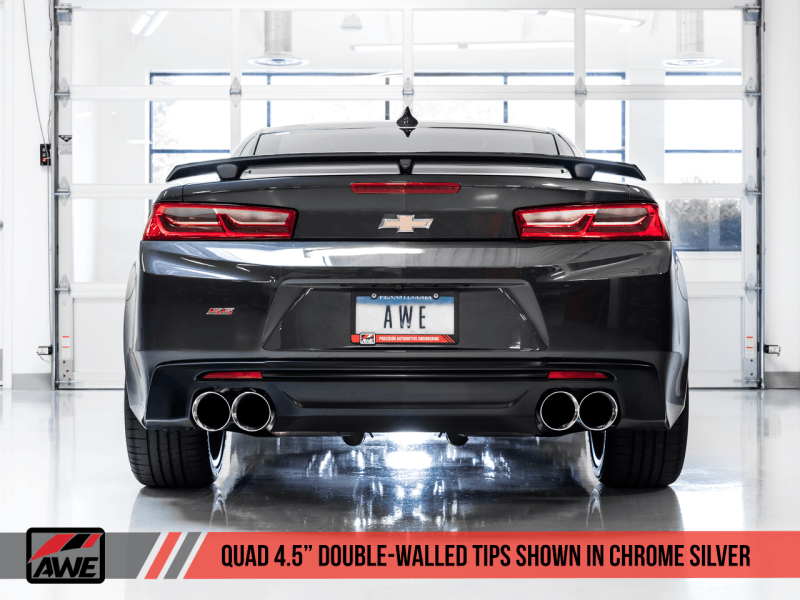 AWE Tuning 16-19 Chevrolet Camaro SS Axle-back Exhaust - Track Edition (Quad Chrome Silver Tips) - Order Your Parts - اطلب قطعك