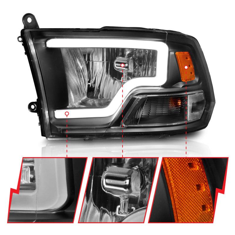 ANZO 2009-2018 Dodge Ram 1500 Crystal Headlights w/ Light Bar Black Housing - Order Your Parts - اطلب قطعك
