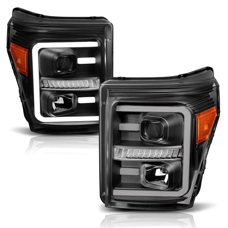 ANZO 2011-2016 Ford F250 Projector Headlights w/ Plank Style Switchback Black w/ Amber - Order Your Parts - اطلب قطعك