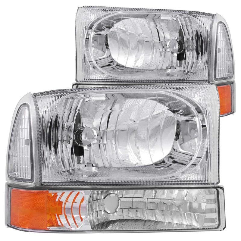 ANZO 2000-2004 Ford Excursion Crystal Headlights Chrome w/ Corner Lights 2pc - Order Your Parts - اطلب قطعك