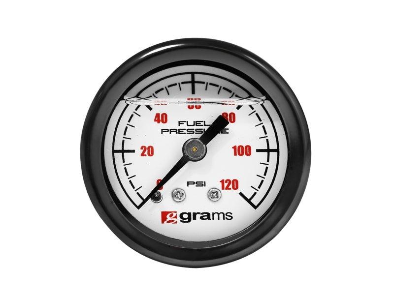 Grams Performance Universal 0-120 PSI Fuel Pressure Guage - White Face - Order Your Parts - اطلب قطعك