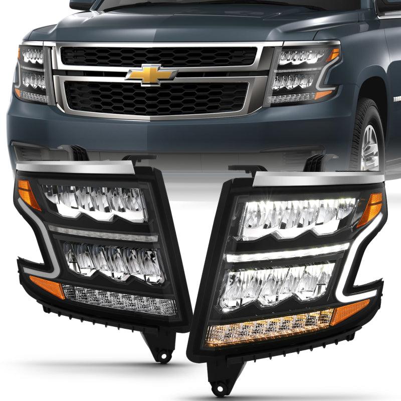 ANZO 15-20 Chevy Tahoe/Suburban LED Light Bar Style Headlights Black w/Sequential w/DRL w/Amber - Order Your Parts - اطلب قطعك