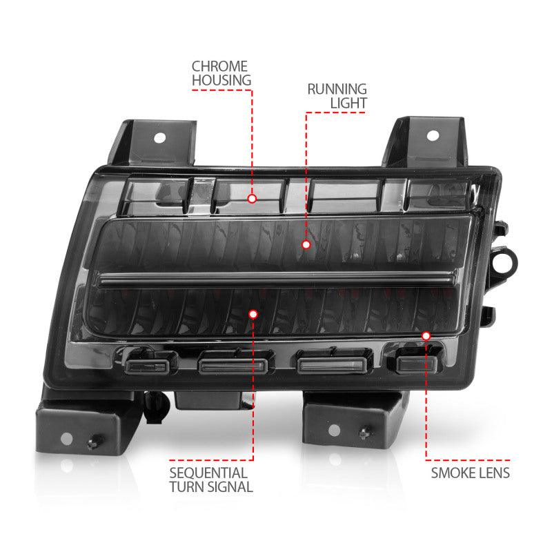 ANZO 2018-2021 Jeep Wrangler LED Side Markers Chrome Housing Smoke Lens w/ Seq. Signal Sport Bulb - Order Your Parts - اطلب قطعك