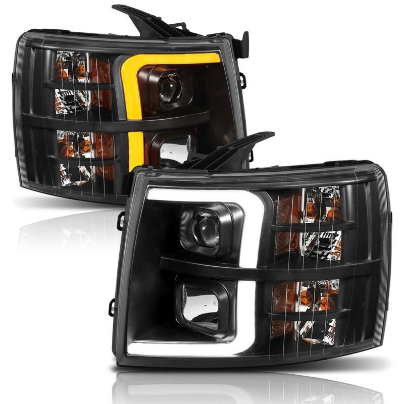 ANZO 07-13 Chevrolet Silverado 1500 Plank Style Projector Headlights Black w/ Amber - Order Your Parts - اطلب قطعك
