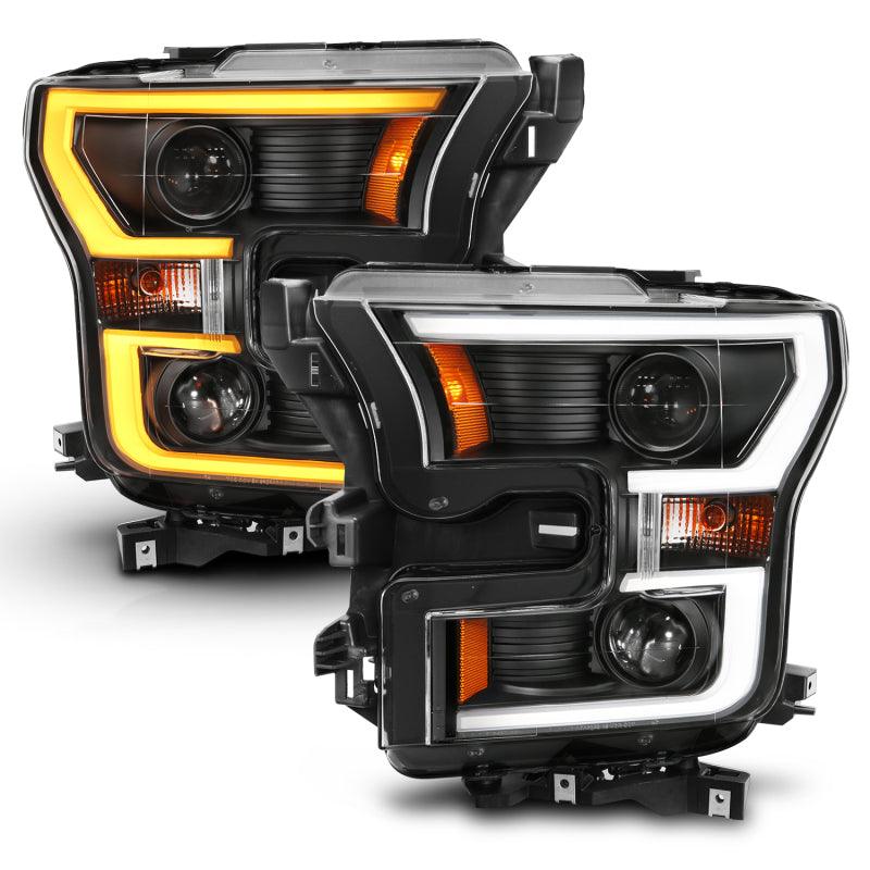 ANZO 2015-2017 Ford F-150 Projector Headlights w/ Plank Style Switchback Black w/ Amber - Order Your Parts - اطلب قطعك