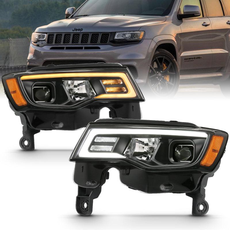 ANZO 2017-2018 Jeep Grand Cherokee Projector Headlights w/ Plank Style Switchback - Black w/ Amber - Order Your Parts - اطلب قطعك