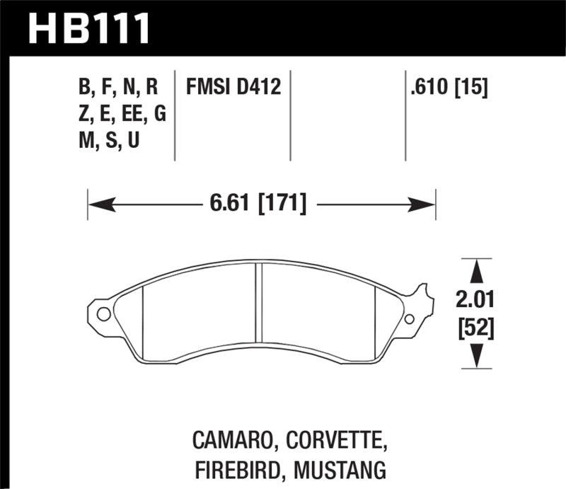 Hawk 1990-1990 Chevy Camaro Iroc-Z (w/Heavy Duty Brakes) High Perf. Street 5.0 Front Brake Pads - Order Your Parts - اطلب قطعك