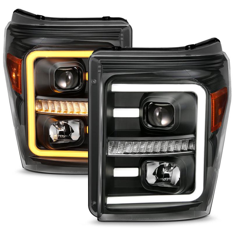 ANZO 2011-2016 Ford F250 Projector Headlights w/ Plank Style Switchback Black w/ Amber - Order Your Parts - اطلب قطعك