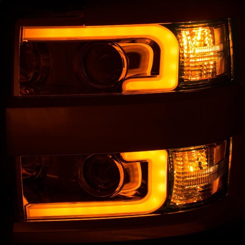 ANZO Projector Headlights 15-17 Chevrolet Silverado 2500HD / 3500HD Chrome w/ Chrome Rim - Order Your Parts - اطلب قطعك