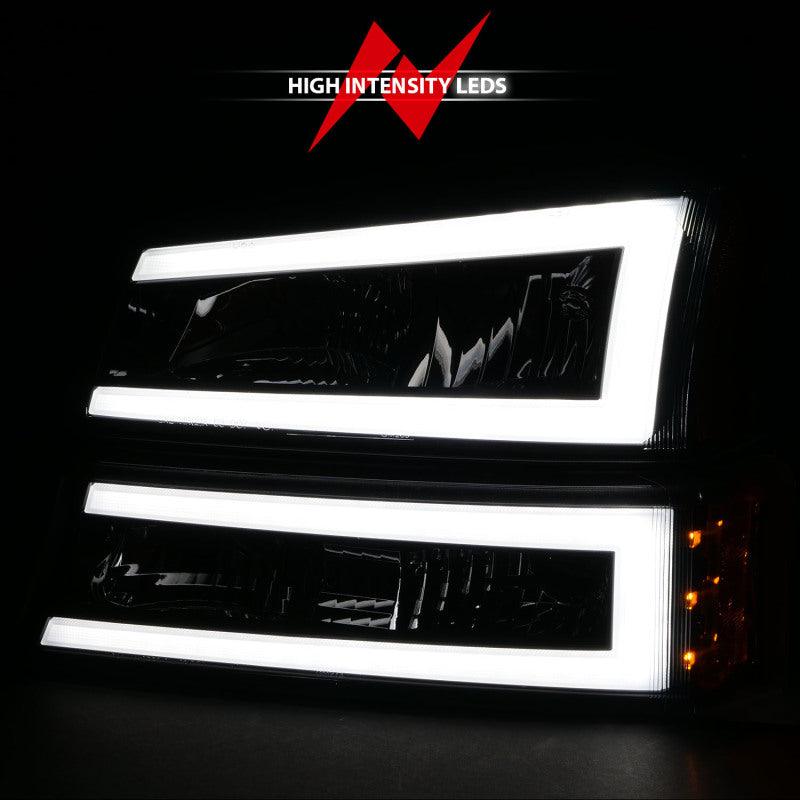 ANZO 2003-2006 Chevrolet Silverado 1500 Crystal Headlights w/ Light Bar Black Housing - Order Your Parts - اطلب قطعك