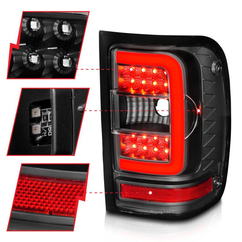 ANZO 2001-2011 Ford Ranger LED Tail Lights w/ Light Bar Black Housing Clear Lens - Order Your Parts - اطلب قطعك