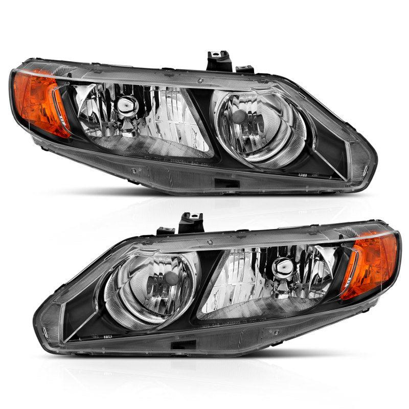 ANZO 2006-2011 Honda Civic 4 Door Crystal Headlight Black Amber (OE Replacement) - Order Your Parts - اطلب قطعك