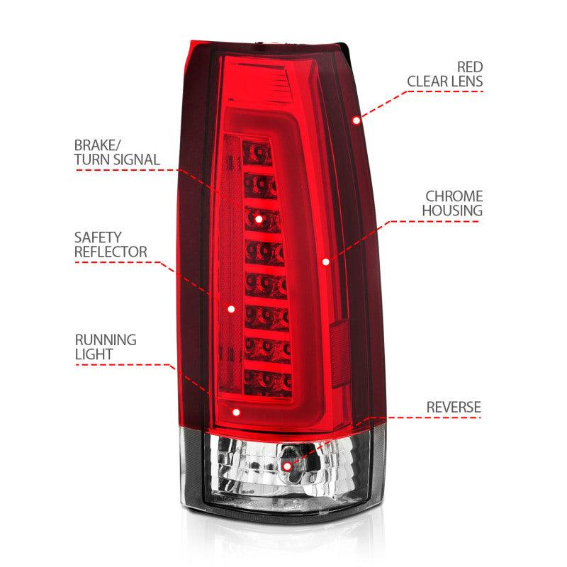 ANZO 1999-2000 Cadillac Escalade LED Taillights Chrome Housing Red/Clear Lens Pair - Order Your Parts - اطلب قطعك