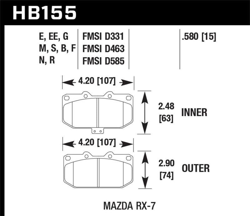 Hawk 93-95 Mazda RX-7 HPS Street Front Brake Pads - Order Your Parts - اطلب قطعك