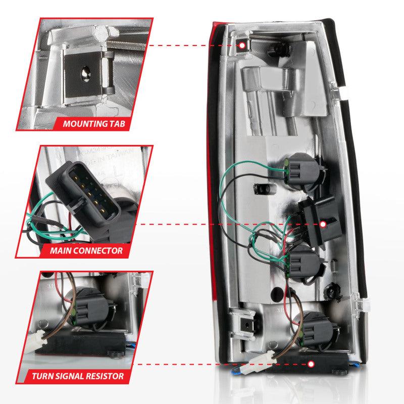 ANZO 1999-2000 Cadillac Escalade LED Taillights Chrome Housing Red/Clear Lens Pair - Order Your Parts - اطلب قطعك