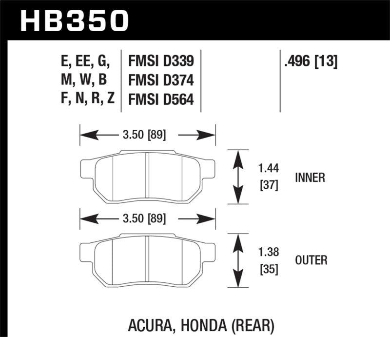 Hawk 90-01 Acura Integra (excl Type R) / 98-00 Civic Coupe Si Blue 9012 Race Rear Brake Pads - Order Your Parts - اطلب قطعك
