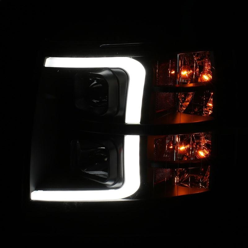 ANZO 07-13 Chevrolet Silverado 1500 Plank Style Projector Headlights Black w/ Amber - Order Your Parts - اطلب قطعك