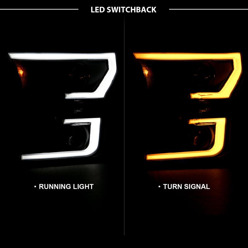 ANZO 2015-2017 Ford F-150 Projector Headlights w/ Plank Style Switchback Black w/ Amber - Order Your Parts - اطلب قطعك