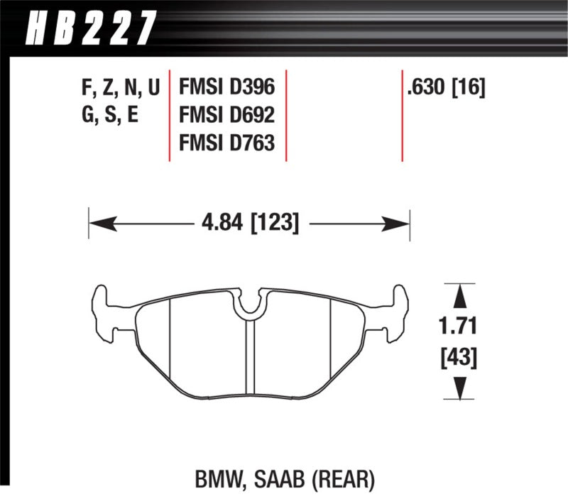 Hawk BMW 3/5/7 Series / M3 / Z3 / Z4 Race Blue 9012 Rear Brake Pads