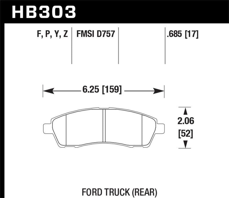 Hawk 99-05 Cadillac Excursion / 99-04 Ford F-250/F-350 Super Duty Pickup Rear LTS Street Brake Pads - Order Your Parts - اطلب قطعك