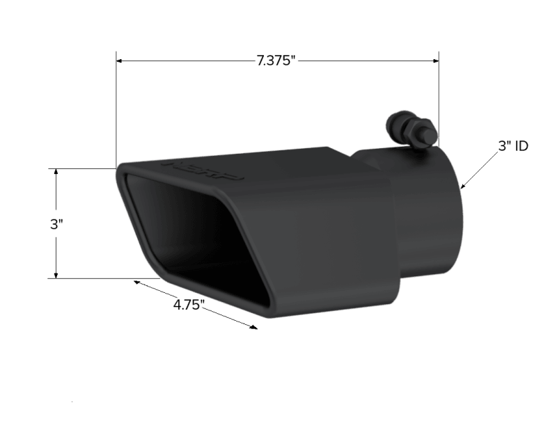 MBRP Universal Tip 4.75inx 3in Rectangle Angled Cut 3in O.D. inlet Pass. Side 7.375in length Black - Order Your Parts - اطلب قطعك