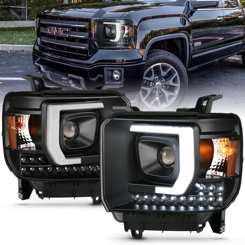 ANZO 2014-2015 Gmc Sierra 1500HD Projector Plank Style Headlight Black W/ Drl - Order Your Parts - اطلب قطعك