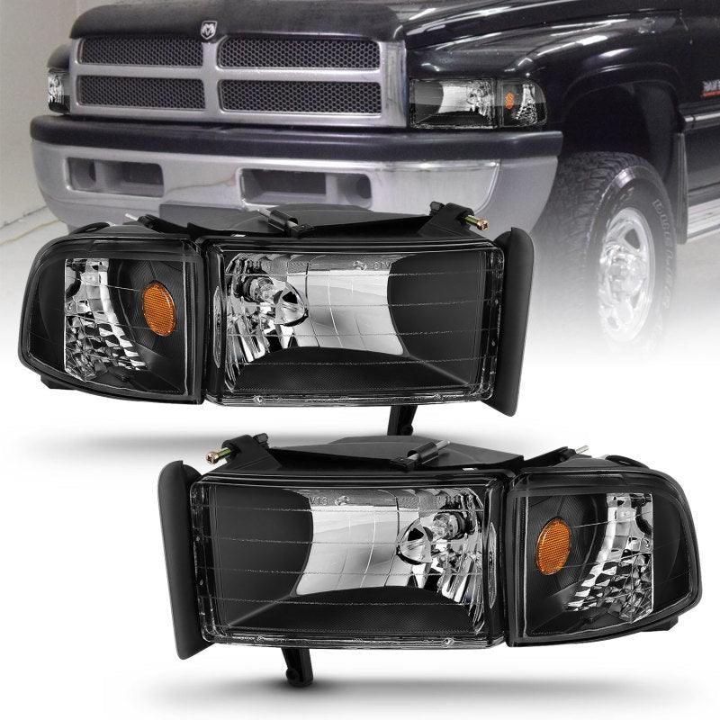 ANZO 1994-2001 Dodge Ram Crystal Headlights Black - Order Your Parts - اطلب قطعك