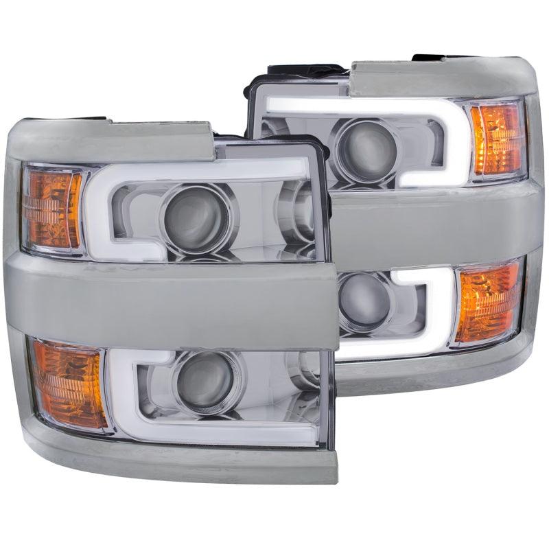 ANZO 2015-2016 Chevrolet Silverado Projector Headlights w/ Plank Style Design Chrome w/ Amber - Order Your Parts - اطلب قطعك