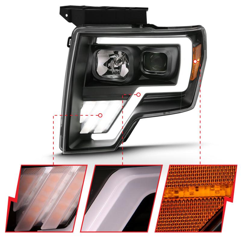 ANZO 2009-2013 Ford F-150 Projector Light Bar G4 Switchback H.L.Black Amber - Order Your Parts - اطلب قطعك