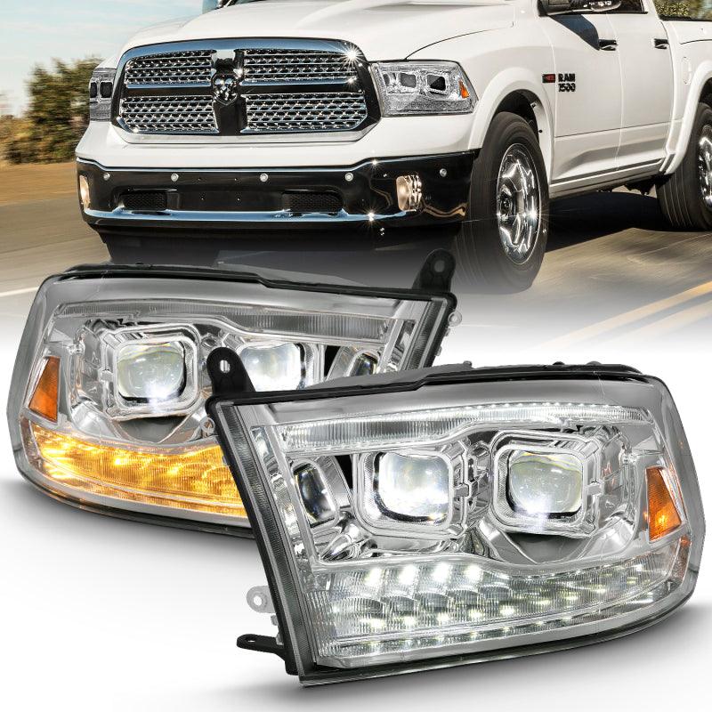 ANZO 2009-2018 Dodge Ram 1500 Led Projector Plank Style Switchback H.L Halo Chrome Amber (OE Style) - Order Your Parts - اطلب قطعك