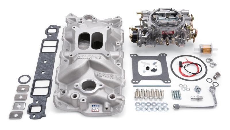 Edelbrock Manifold And Carb Kit Performer Eps Small Block Chevrolet 1957-1986 Natural Finish - Order Your Parts - اطلب قطعك