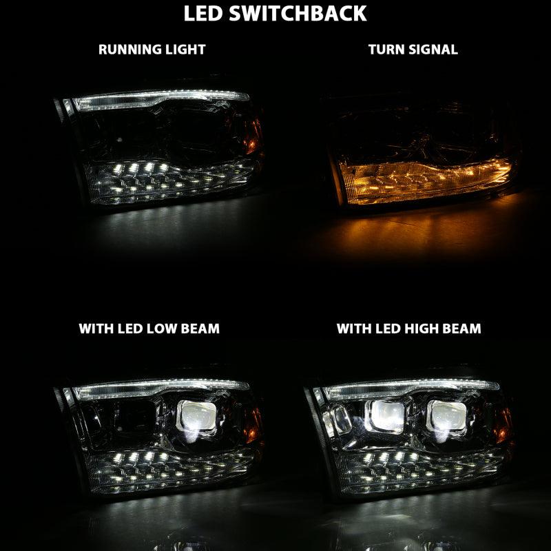 ANZO 2009-2018 Dodge Ram 1500 Led Projector Plank Style Switchback H.L Halo Chrome Amber (OE Style) - Order Your Parts - اطلب قطعك