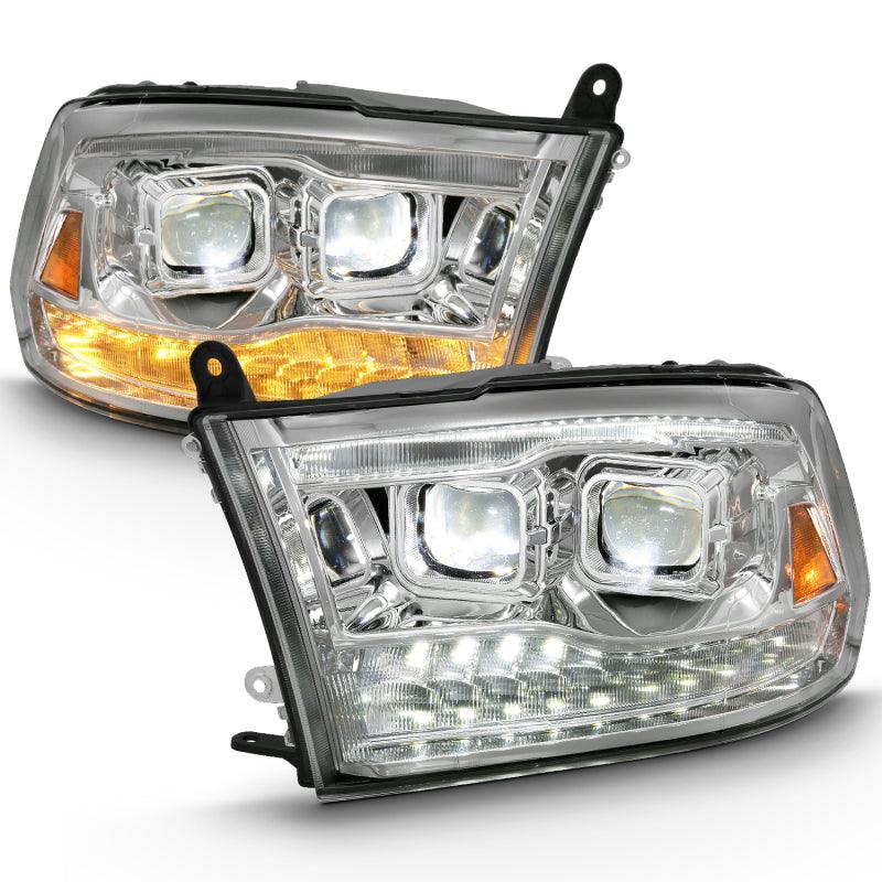 ANZO 2009-2018 Dodge Ram 1500 Led Projector Plank Style Switchback H.L Halo Chrome Amber (OE Style) - Order Your Parts - اطلب قطعك