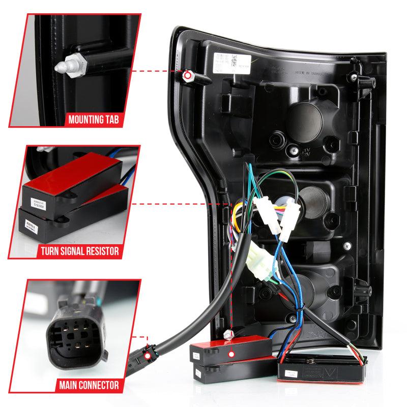 ANZO 18-19 Ford F-150 LED Taillight Black Housing Clear Lens Red Light Bar W/Sequential - Order Your Parts - اطلب قطعك