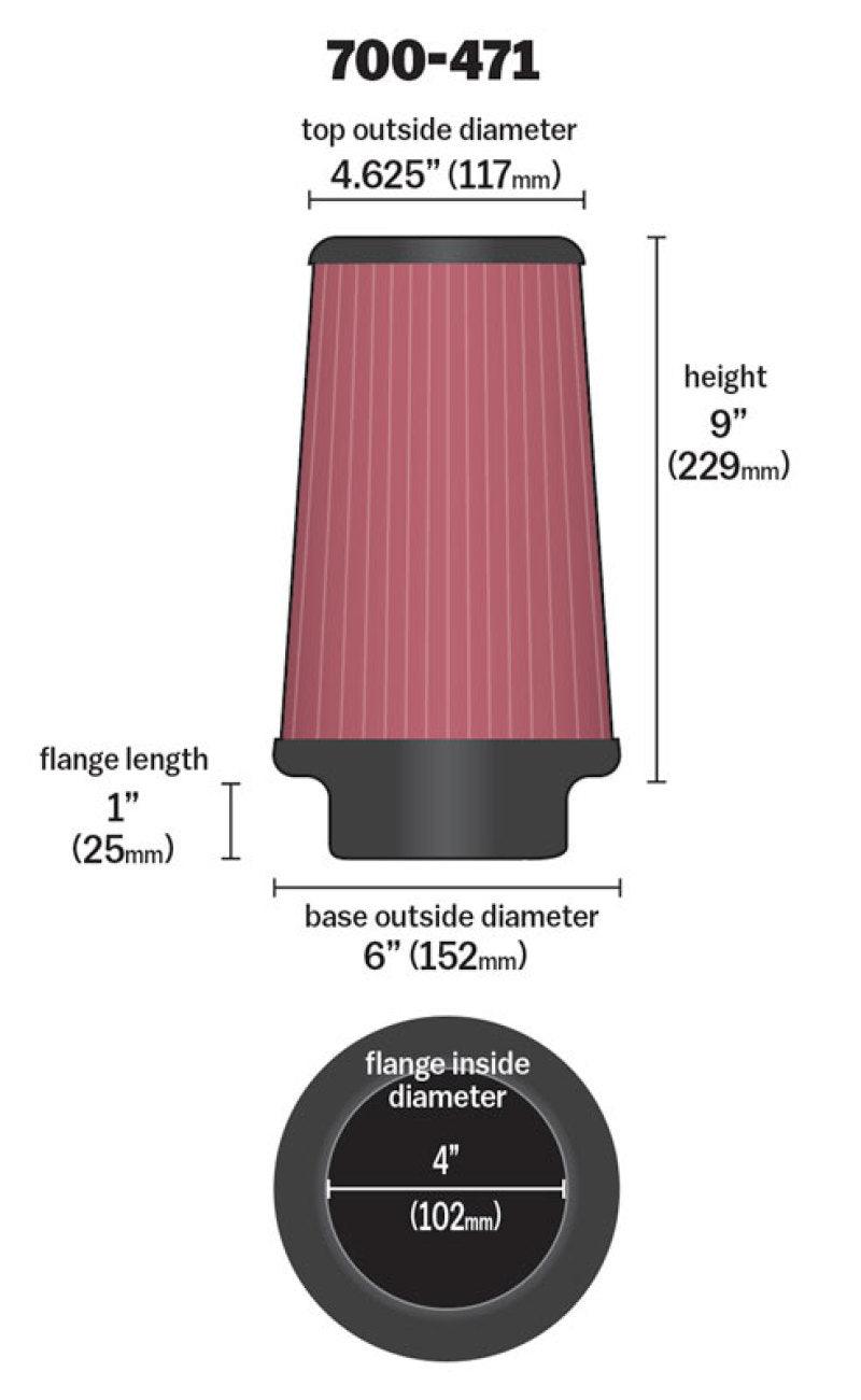 Airaid Universal Air Filter - Cone 4 x 6 x 4 5/8 x 9 w/ Short Flange - Order Your Parts - اطلب قطعك