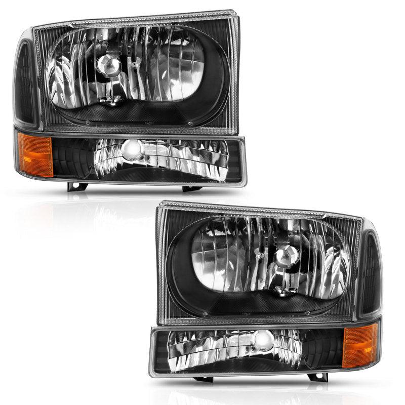 ANZO 2000-2004 Ford Excursion Crystal Headlight w/ Corner Light Black Amber (w/o Bulb) - Order Your Parts - اطلب قطعك