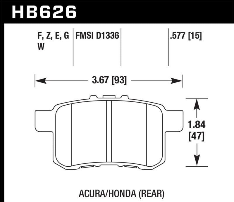 Hawk 08-10 Honda Accord 2.4L/3.0L/3.5L / 09-10 Acura TST 2.4L HPS Street Rear Brake Pads - Order Your Parts - اطلب قطعك