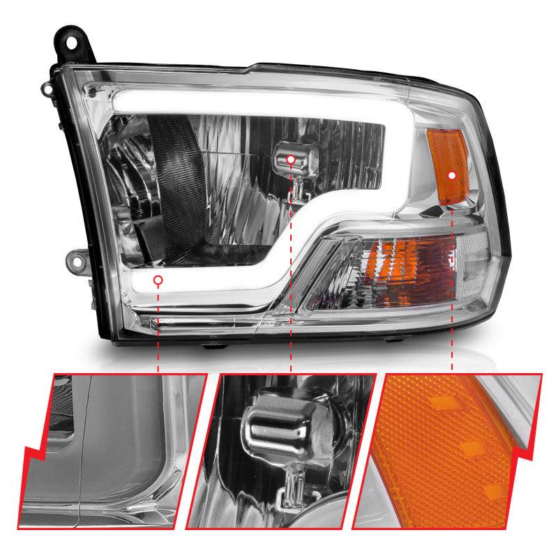 ANZO 2009-2018 Dodge Ram 1500/ 2500/ 3500 Crystal Headlights w/ Light Bar Chrome Housing - Order Your Parts - اطلب قطعك
