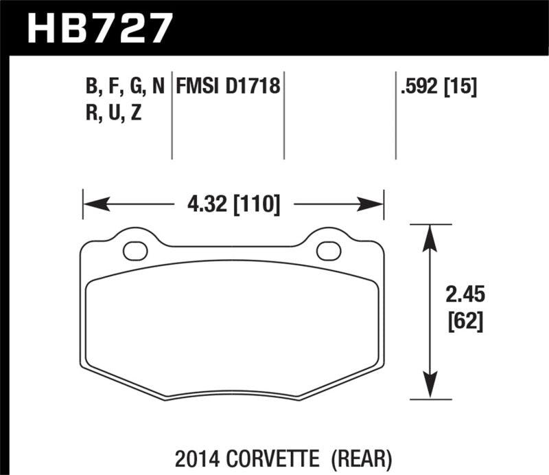 Hawk 14-15 Chevrolet Corvette Stingray Z51 (w/ J55 Brake Package) HP+ Street Rear Brake Pads - Order Your Parts - اطلب قطعك