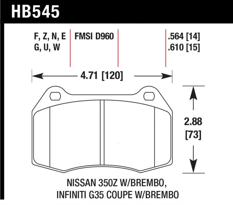 Hawk 03-04 Infiniti G35 / 04-09 Nissan 350z w/ Brembo Brakes DTC-70 Race Front Brake Pads - Order Your Parts - اطلب قطعك