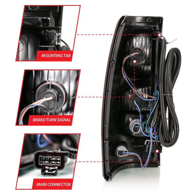 ANZO 2004-2007 Chevy Silverado Taillight Red/Clear Lens w/Black Trim (OE Replacement) - Order Your Parts - اطلب قطعك