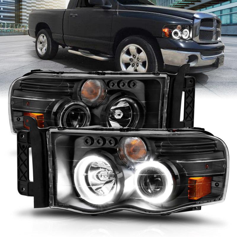 ANZO 2002-2005 Dodge Ram 1500 Projector Headlights w/ Halo Black Clear Amber - Order Your Parts - اطلب قطعك
