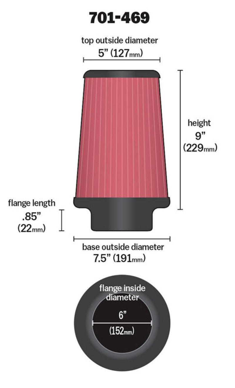 Airaid Universal Air Filter - Cone 6 x 7 1/4 x 5 x 9 - Order Your Parts - اطلب قطعك